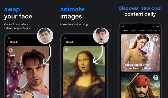 Swap your face, animate iamges and discover new cool content daily of reface 