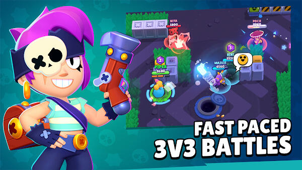 Fast paced 3v3 battles of Brawl Stars 